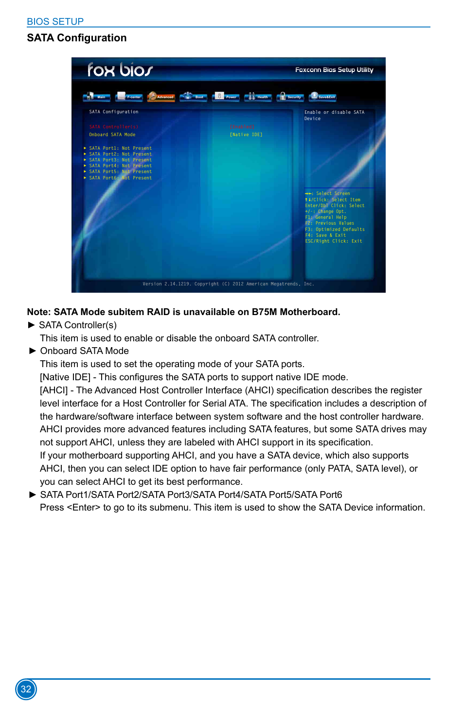 Sata configuration | Foxconn B75M User Manual | Page 39 / 106