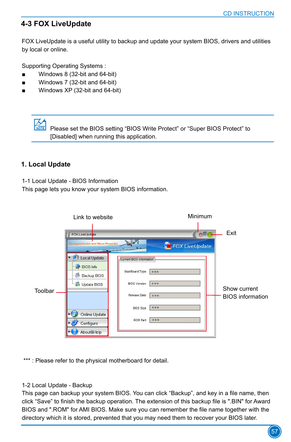 3 fox liveupdate, Local update | Foxconn B75M User Manual | Page 64 / 106