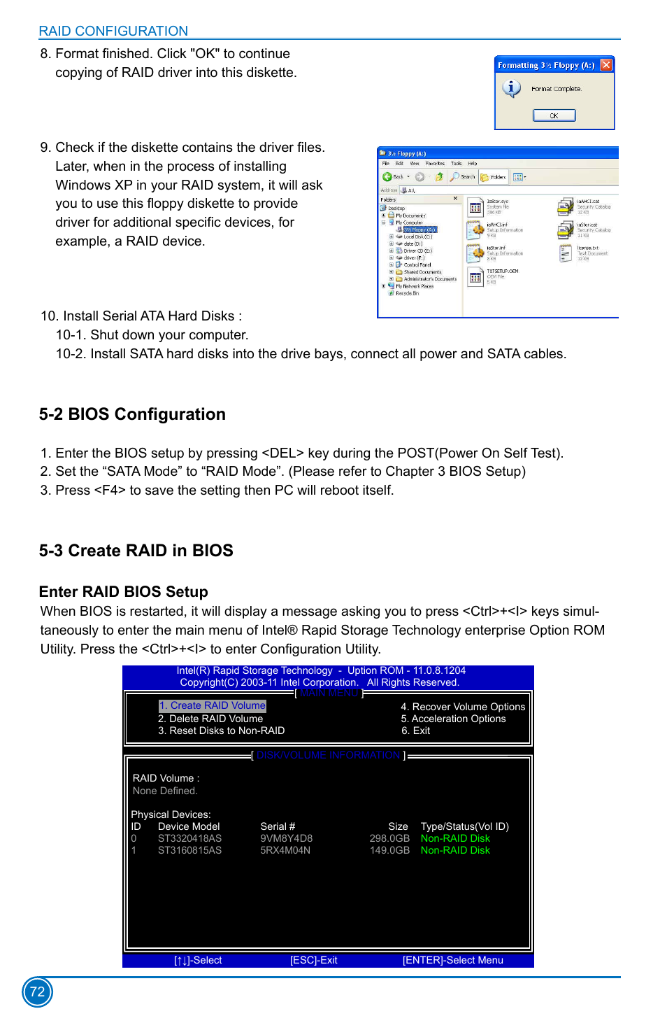 2 bios configuration, 3 create raid in bios, Enter raid bios setup | 2 bios configuration 5-3 create raid in bios | Foxconn B75M User Manual | Page 79 / 106