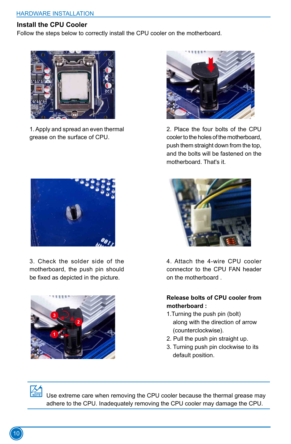 Install the cpu cooler | Foxconn H61MD Series User Manual | Page 17 / 71