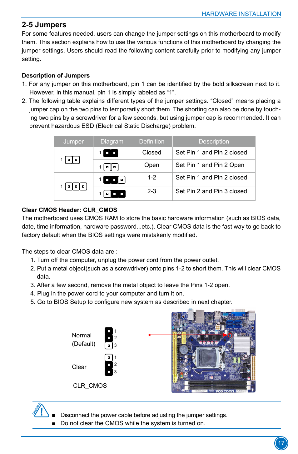 5 jumpers | Foxconn H61MD Series User Manual | Page 24 / 71