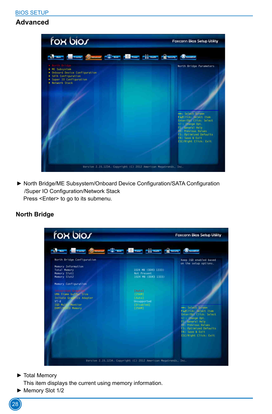 Advanced, North bridge | Foxconn H61MD Series User Manual | Page 35 / 71