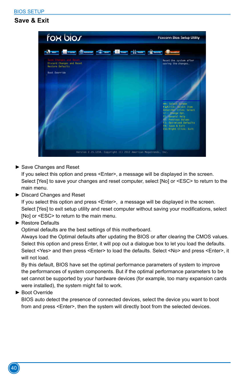 Save & exit | Foxconn H61MD Series User Manual | Page 47 / 71