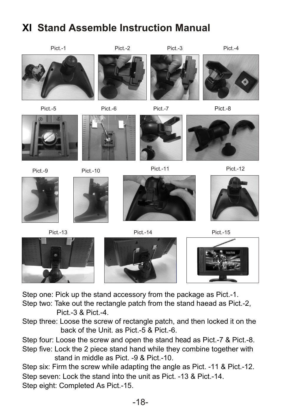 Т³гж 20, Xi stand assemble instruction manual | Curtis LCD1105A User Manual | Page 20 / 21