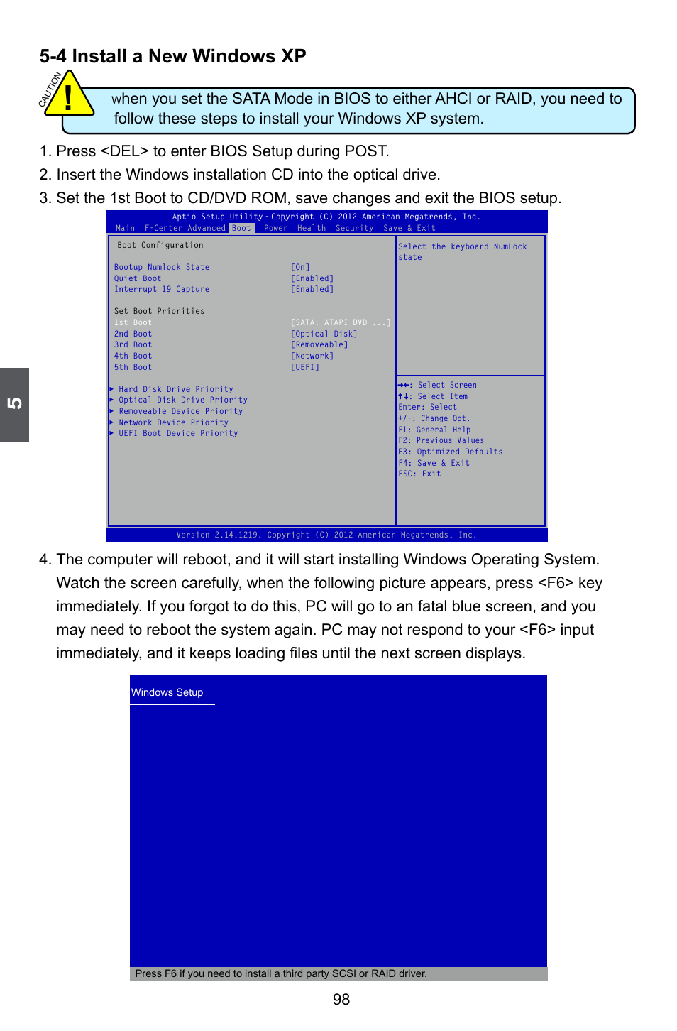 4 install a new windows xp | Foxconn H67MP Series User Manual | Page 105 / 108