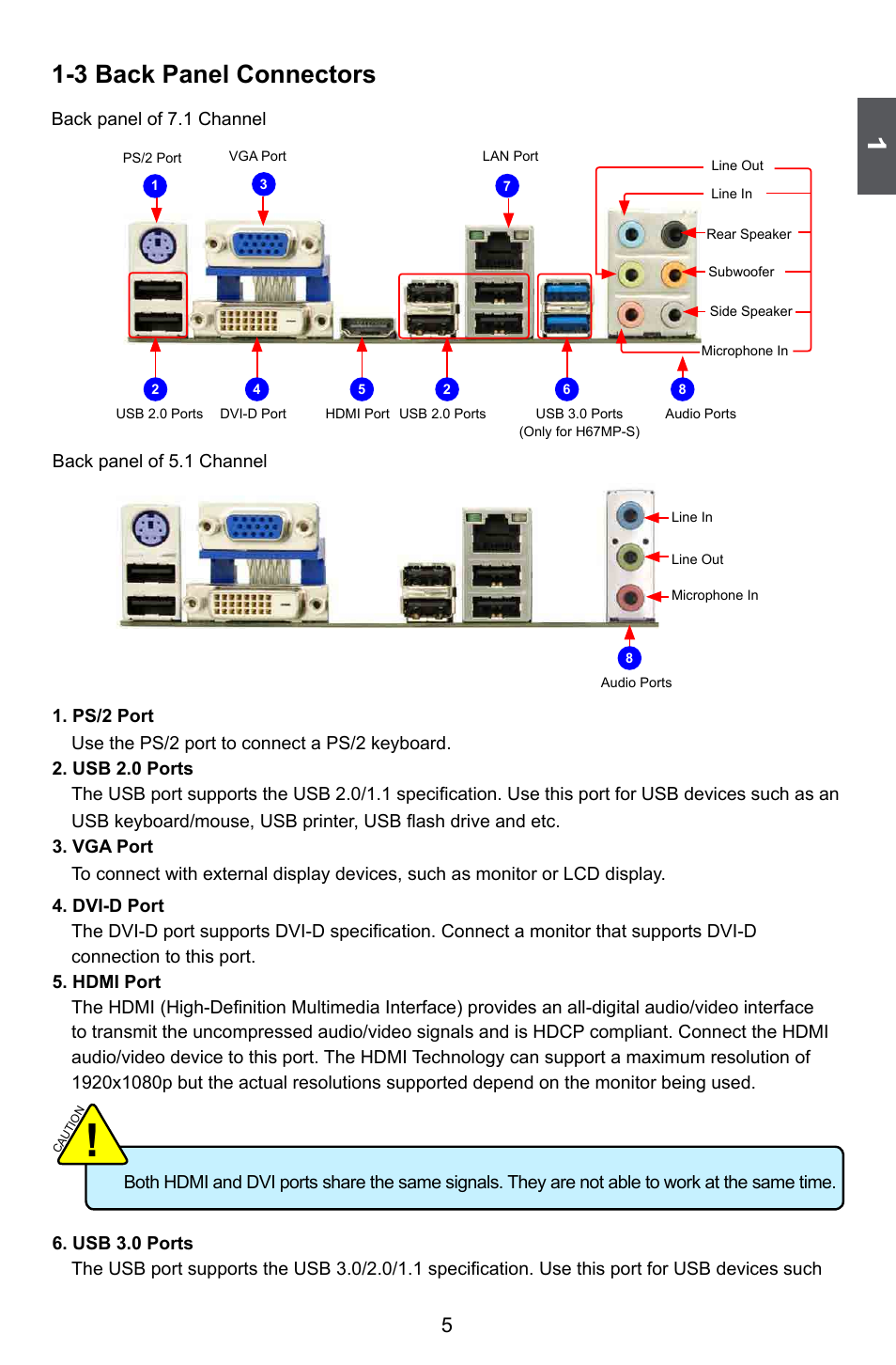 3 back panel connectors | Foxconn H67MP Series User Manual | Page 12 / 108