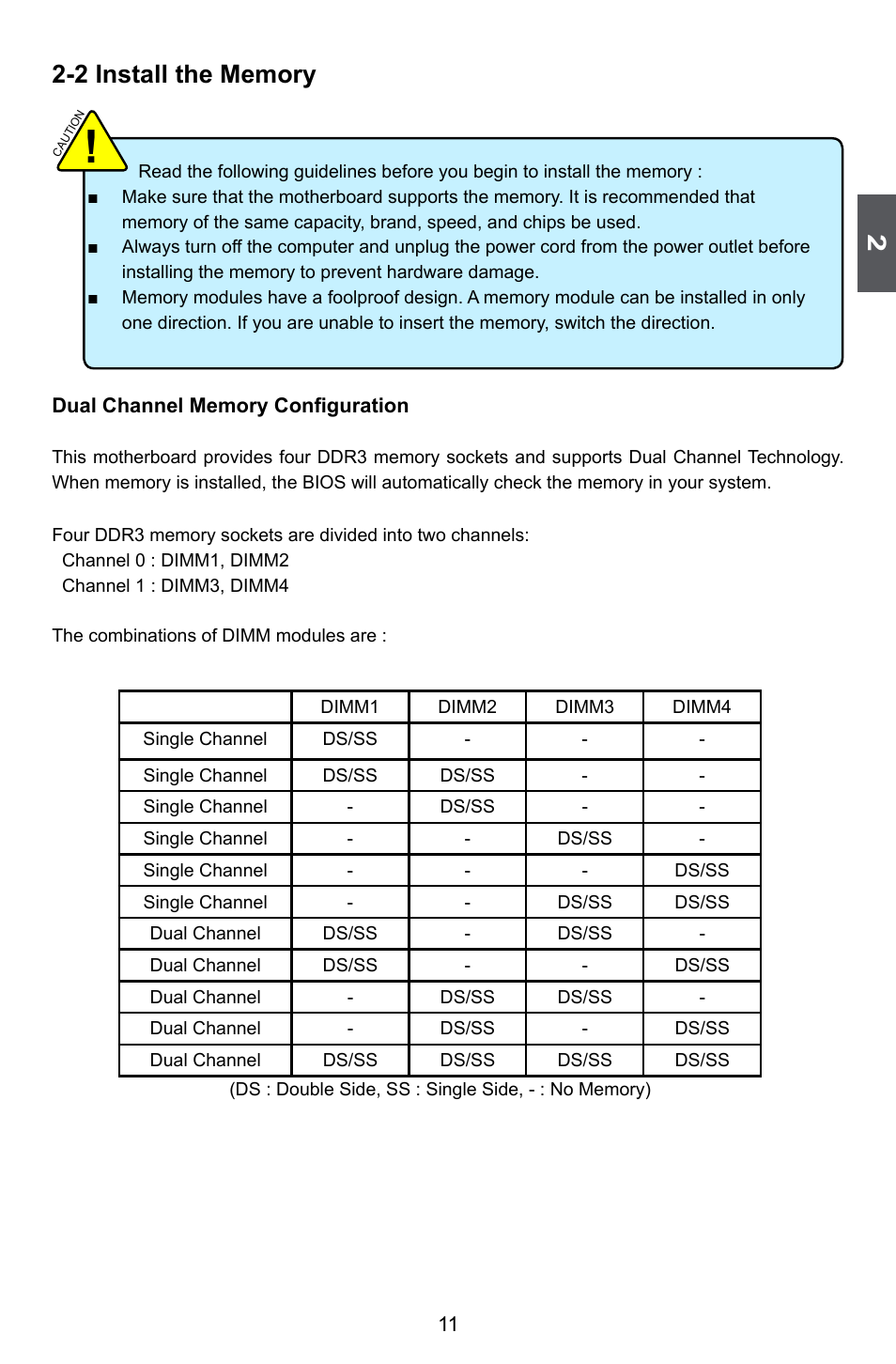 2 install the memory | Foxconn H67MP Series User Manual | Page 18 / 108