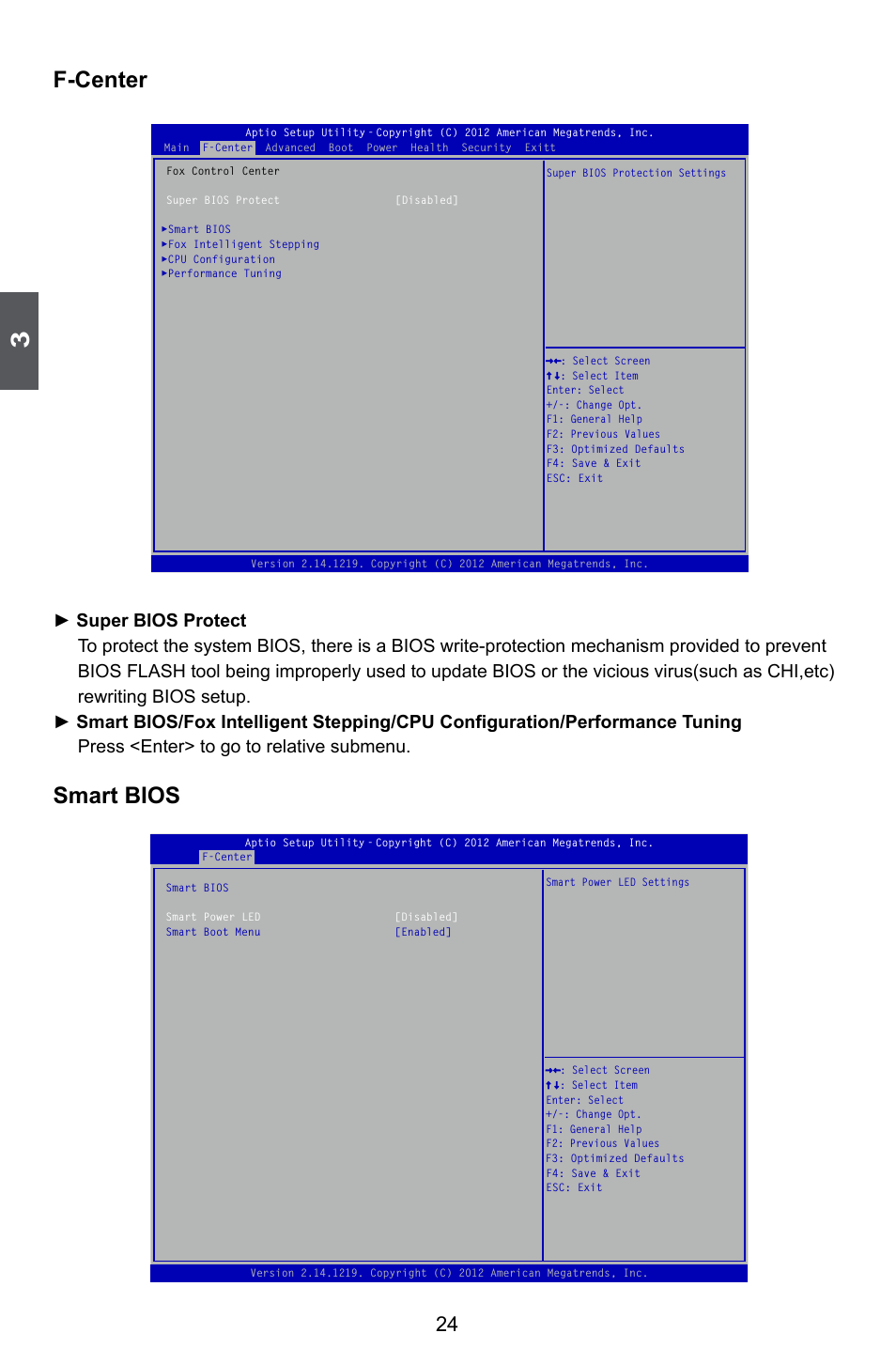 F-center, Smart bios | Foxconn H67MP Series User Manual | Page 31 / 108