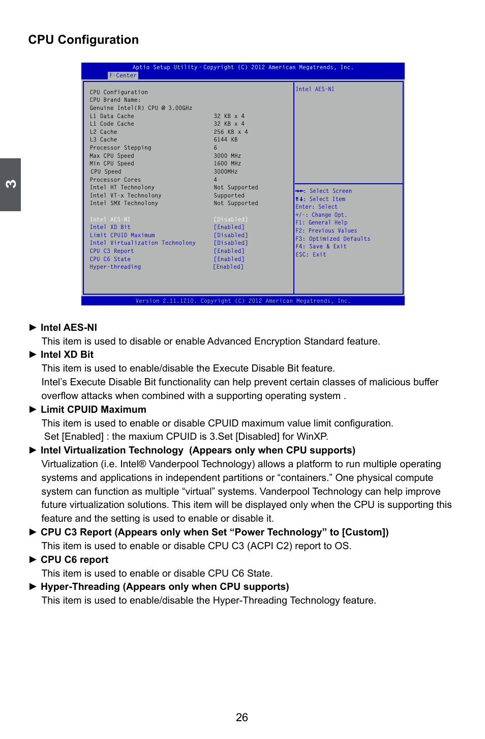 Cpu configuration | Foxconn H67MP Series User Manual | Page 33 / 108