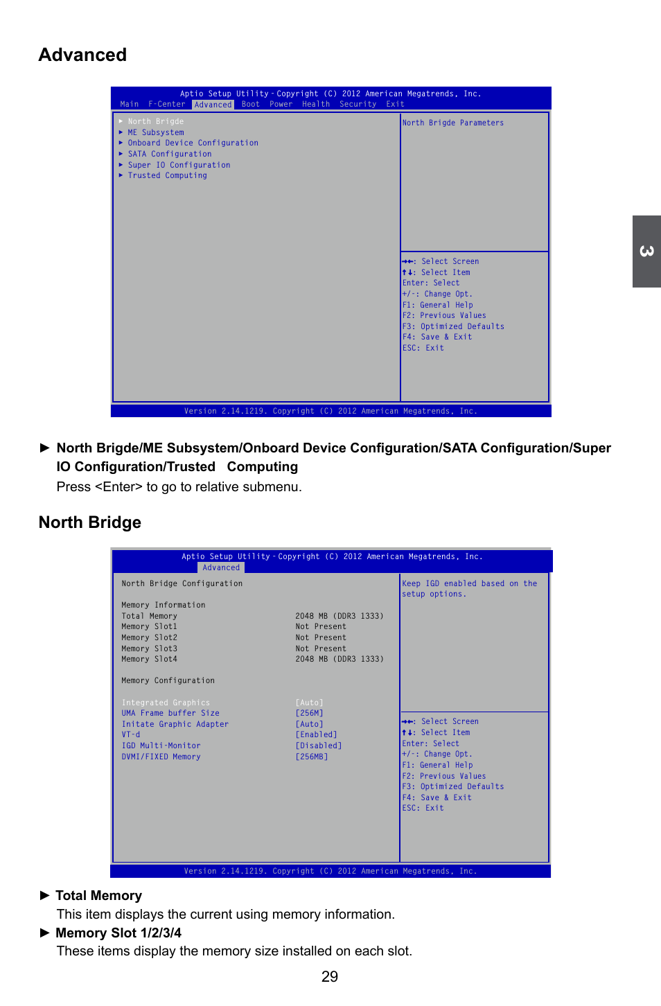 Advanced, North bridge | Foxconn H67MP Series User Manual | Page 36 / 108