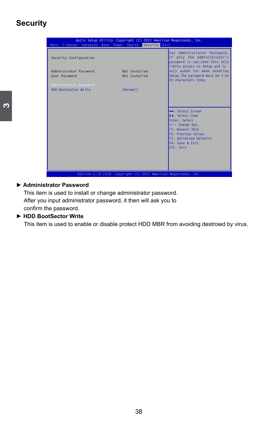 Security | Foxconn H67MP Series User Manual | Page 45 / 108