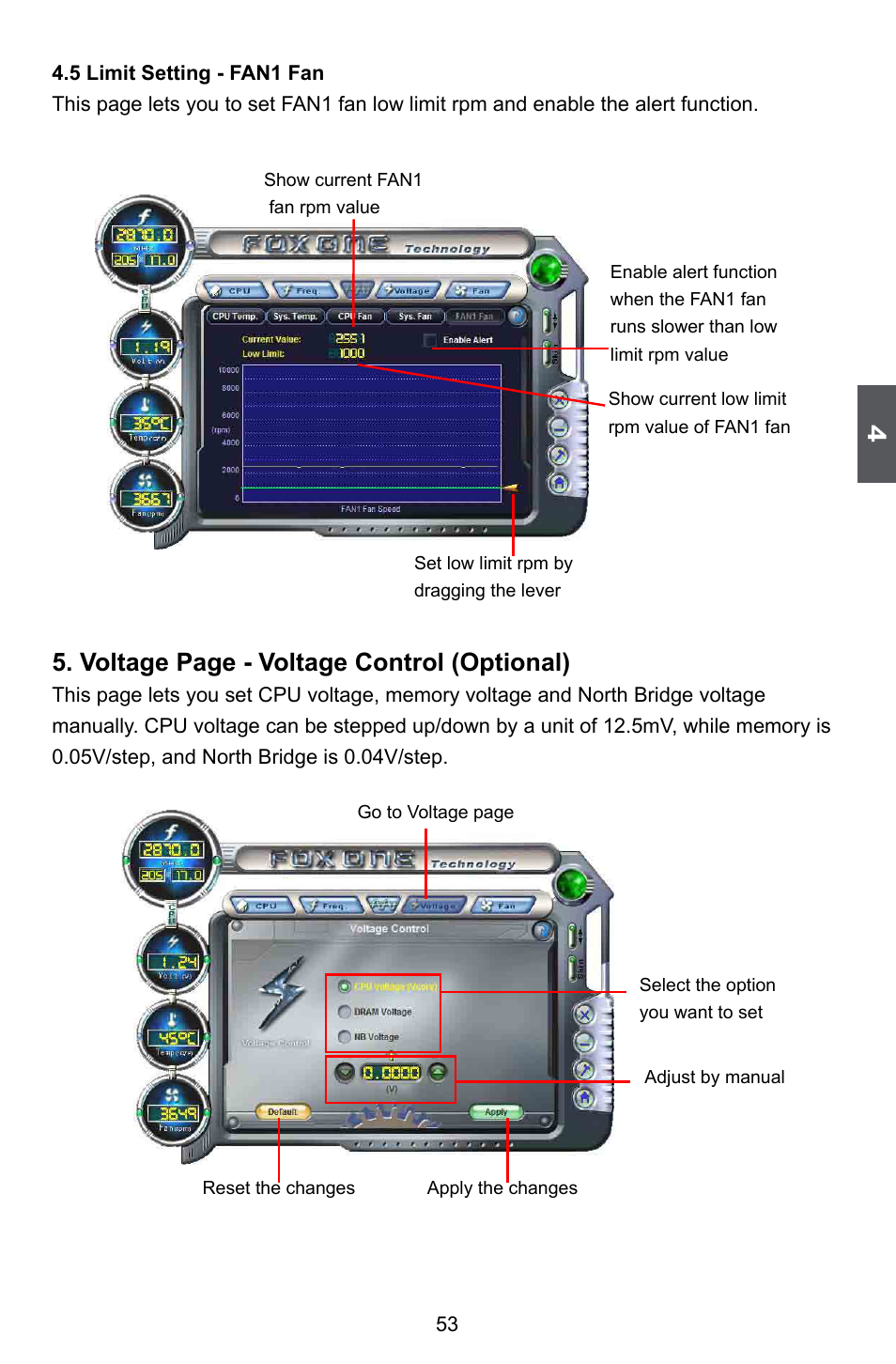 Voltage page - voltage control (optional) | Foxconn H67MP Series User Manual | Page 60 / 108