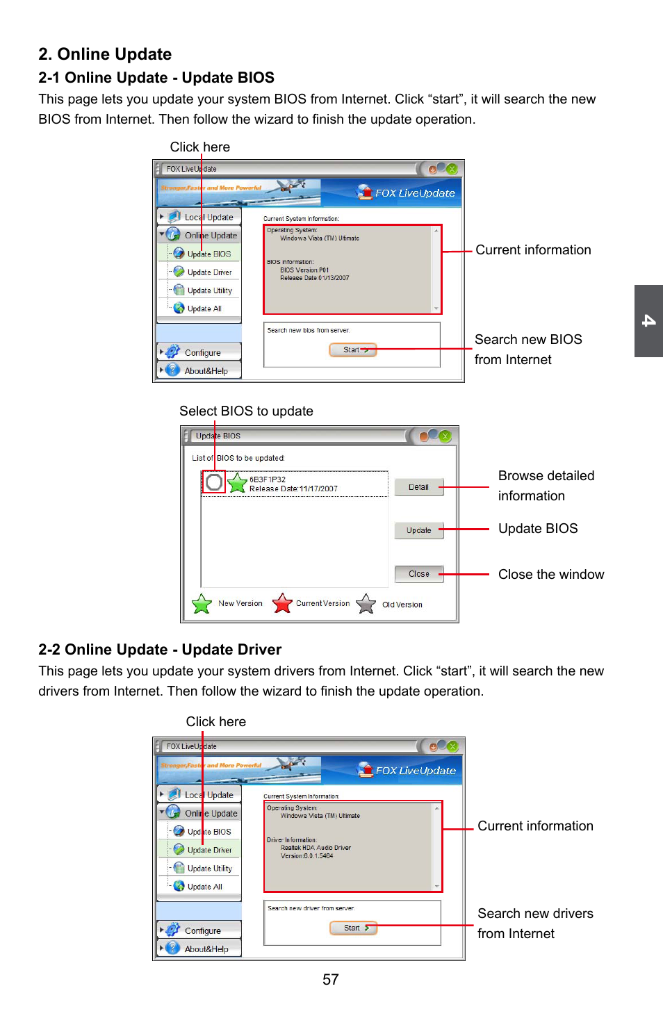 Online update | Foxconn H67MP Series User Manual | Page 64 / 108