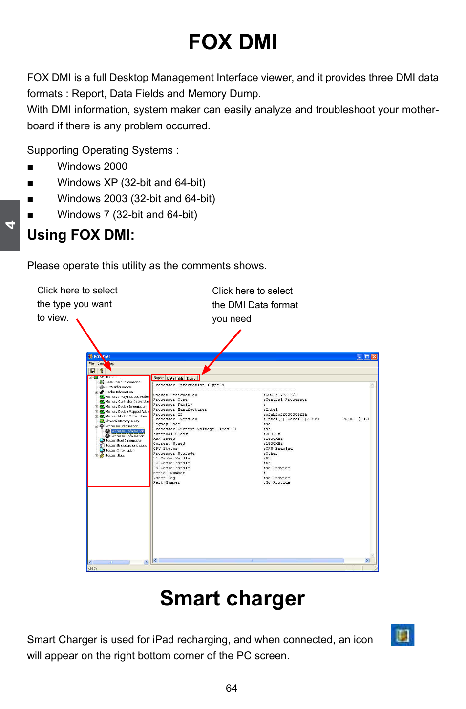 Fox dmi, Smart charger | Foxconn H67MP Series User Manual | Page 71 / 108