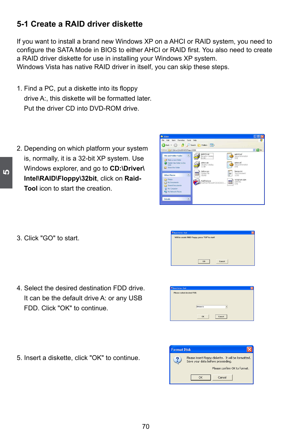 1 create a raid driver diskette | Foxconn H67MP Series User Manual | Page 77 / 108