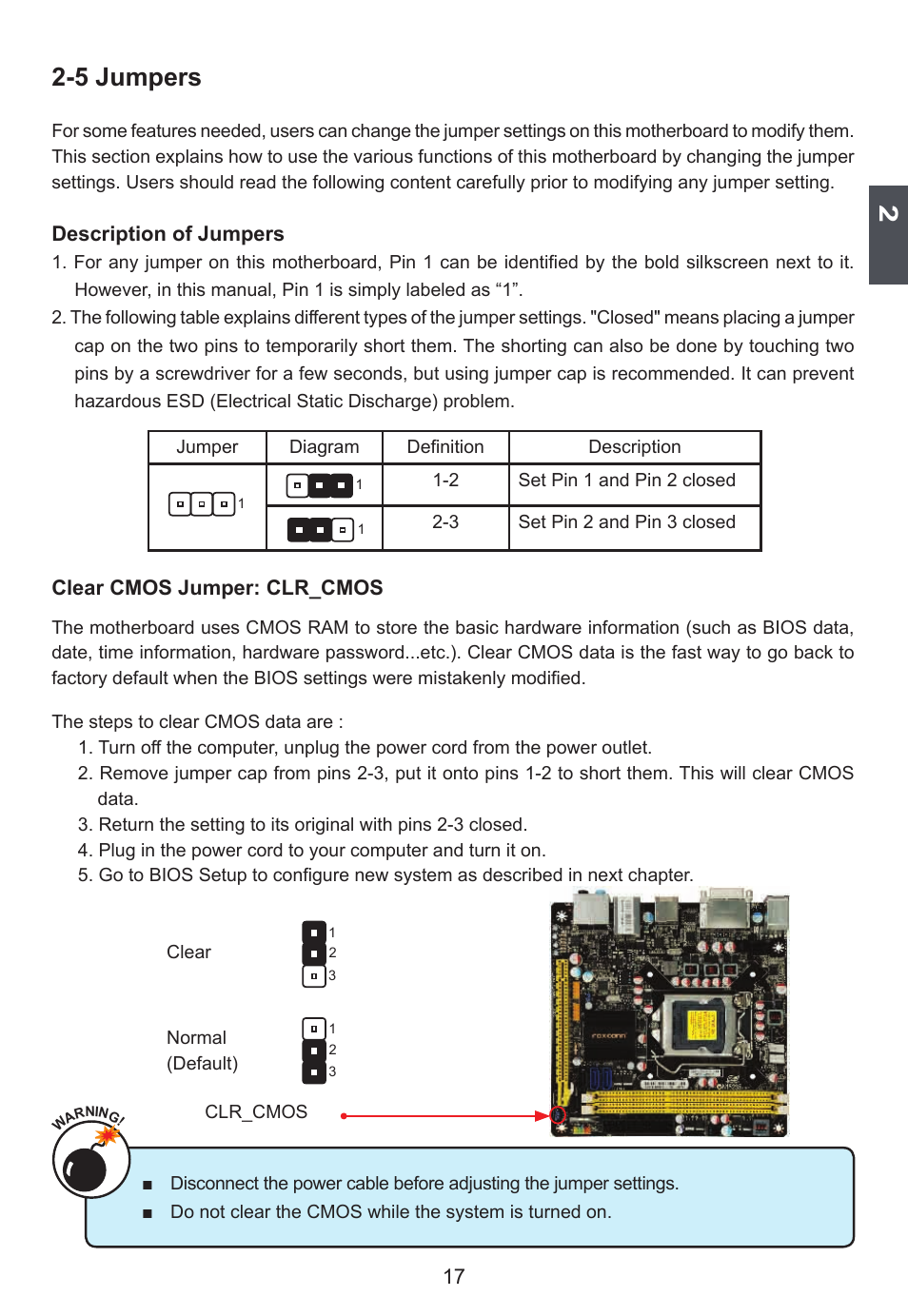 5 jumpers | Foxconn H67S User Manual | Page 24 / 73