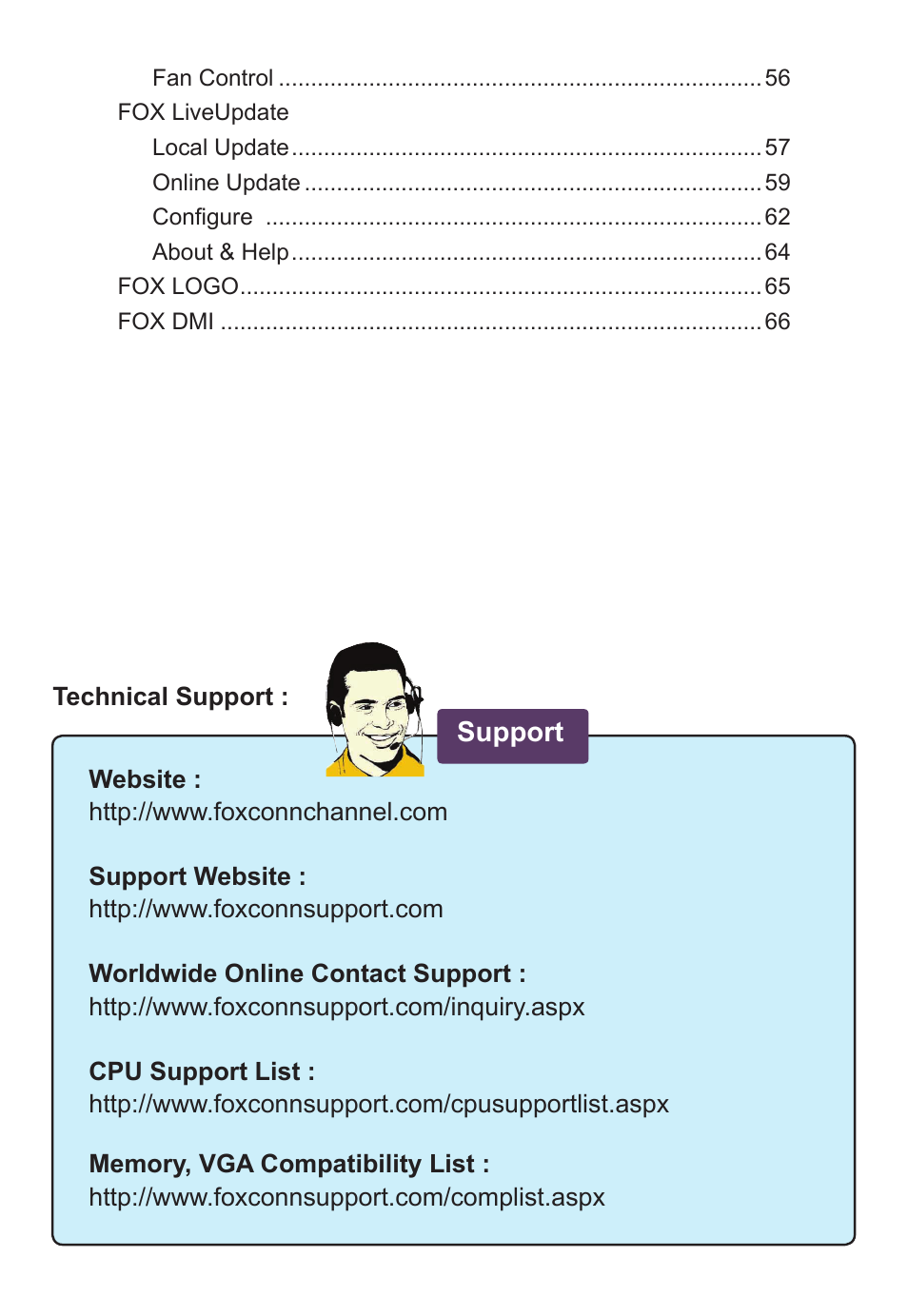 Support | Foxconn H67S User Manual | Page 7 / 73