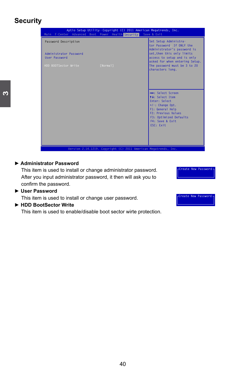 Security | Foxconn H77M Series User Manual | Page 47 / 106