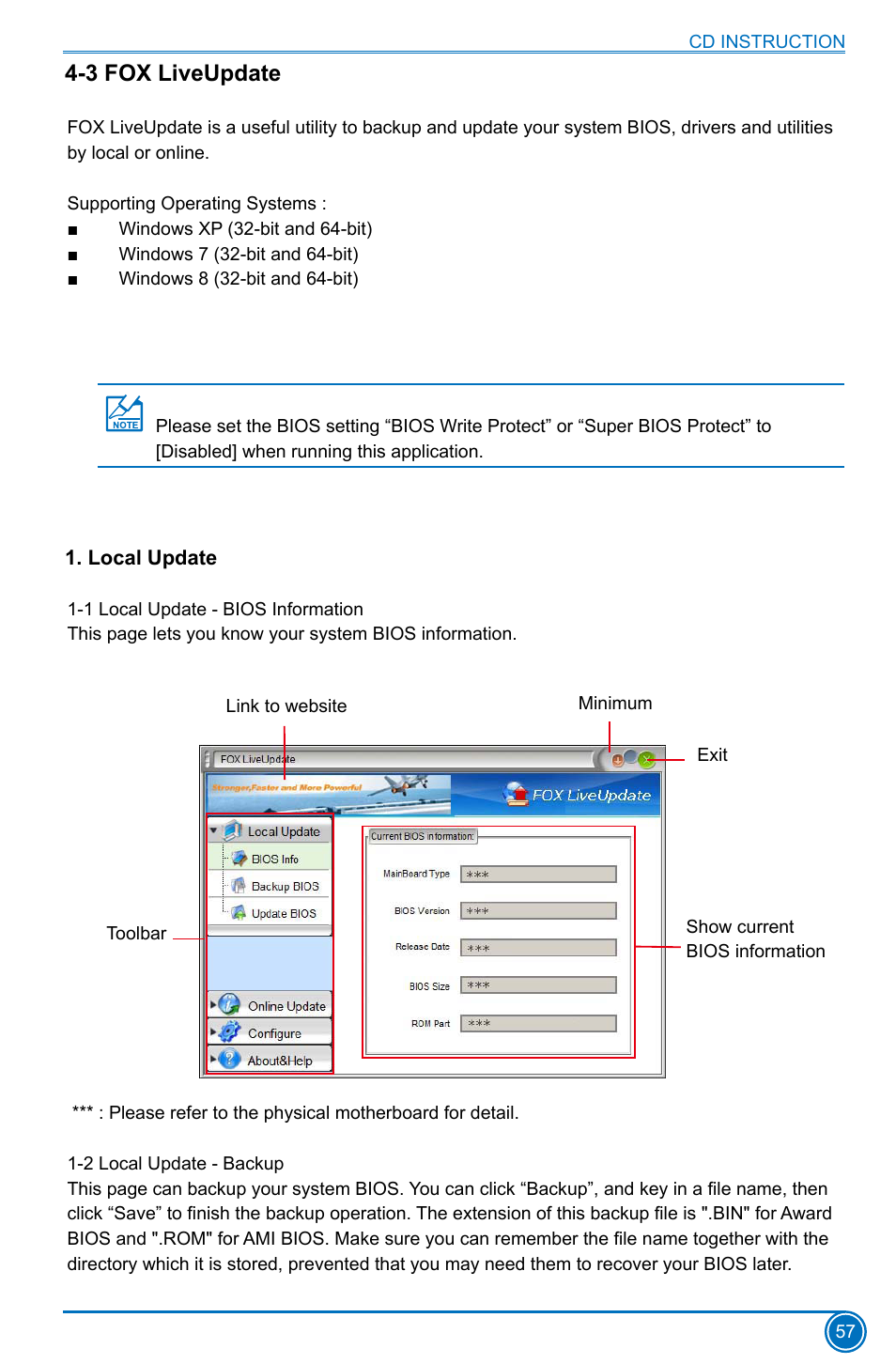 3 fox liveupdate, Local update | Foxconn H77MXV Series User Manual | Page 64 / 106