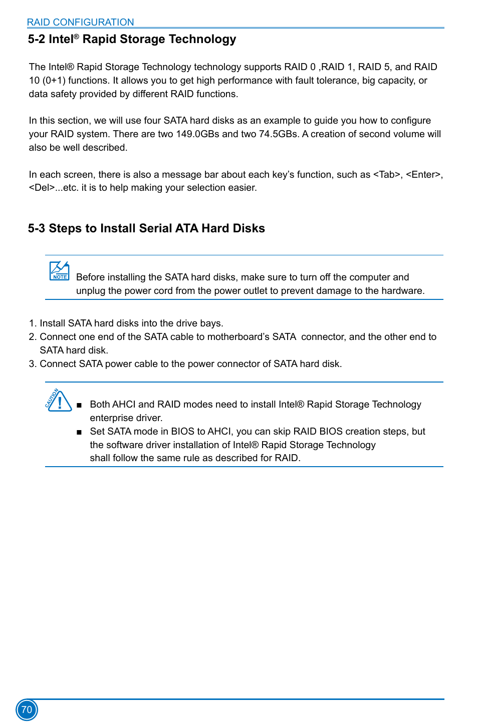 2 intel® rapid storage technology, 3 steps to install serial ata hard disks, 2 intel | Rapid storage technology | Foxconn H77MXV Series User Manual | Page 77 / 106