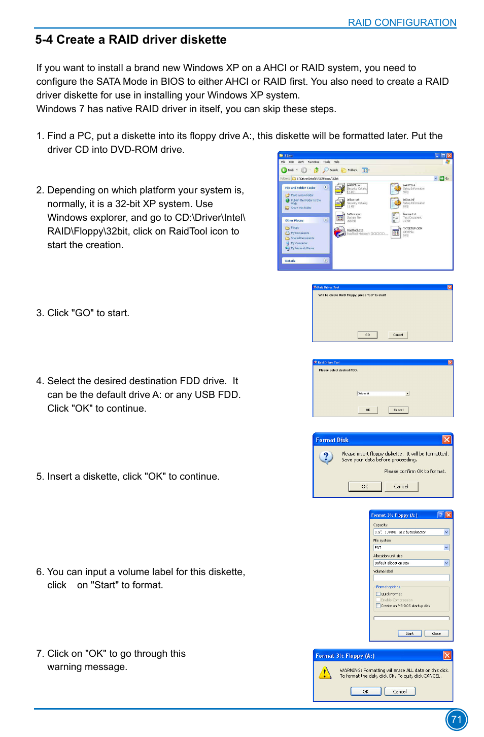 4 create a raid driver diskette | Foxconn H77MXV Series User Manual | Page 78 / 106