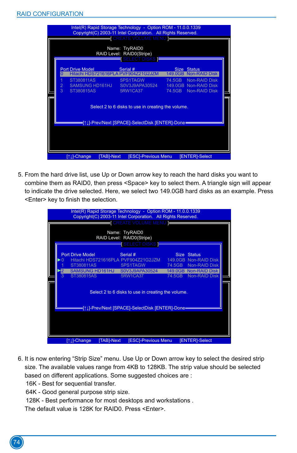 Raid configuration 74 | Foxconn H77MXV Series User Manual | Page 81 / 106