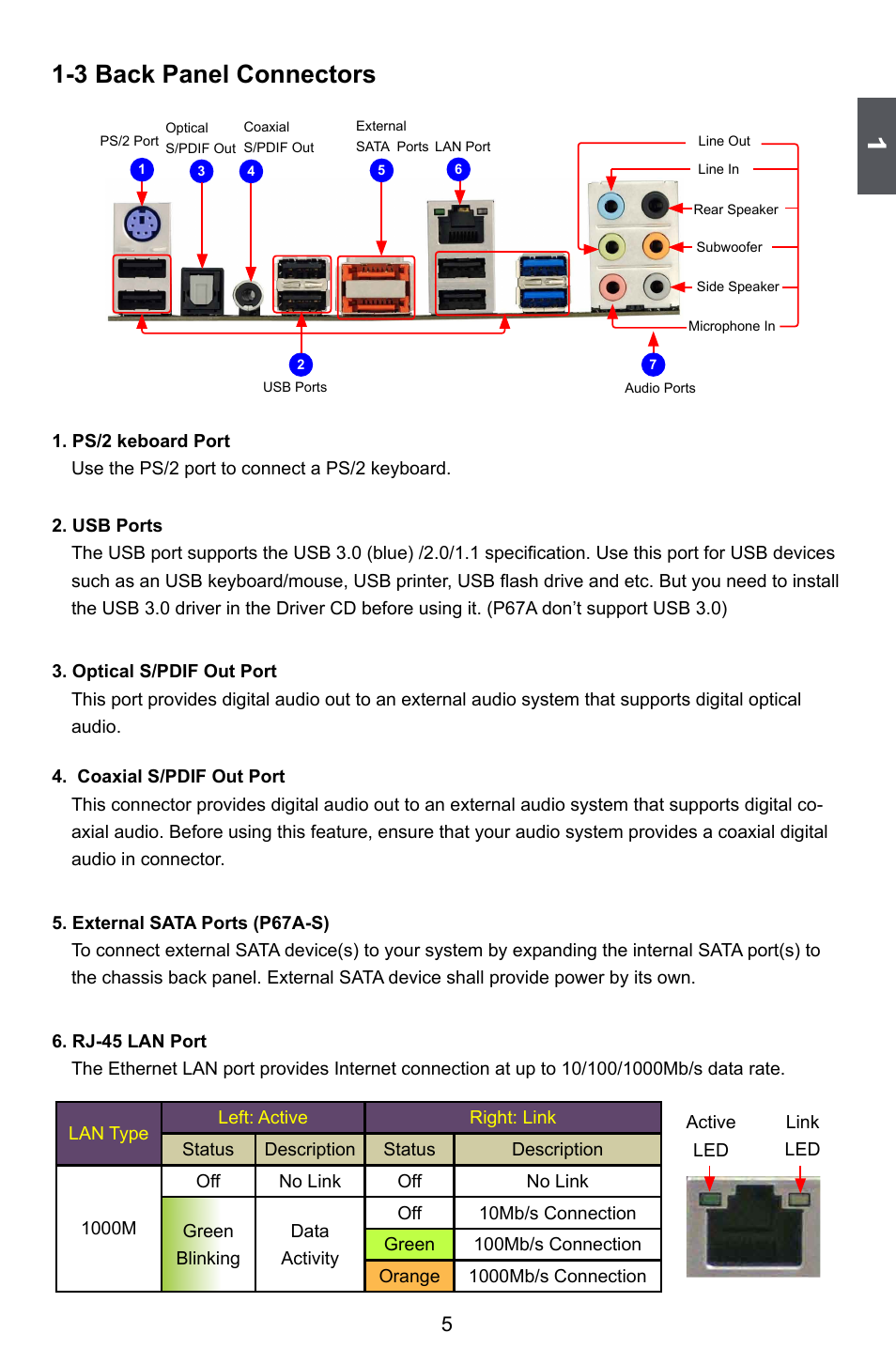 3 back panel connectors | Foxconn P67A Series User Manual | Page 12 / 115