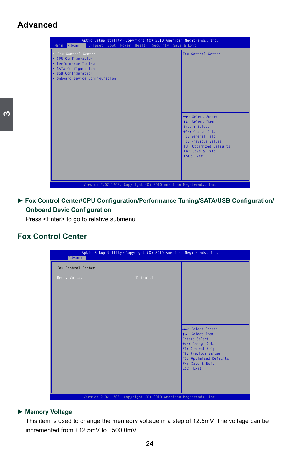 Advanced, Fox control center | Foxconn P67A Series User Manual | Page 31 / 115