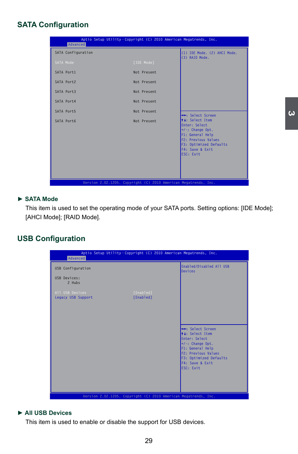 Sata configuration, Usb configuration | Foxconn P67A Series User Manual | Page 36 / 115