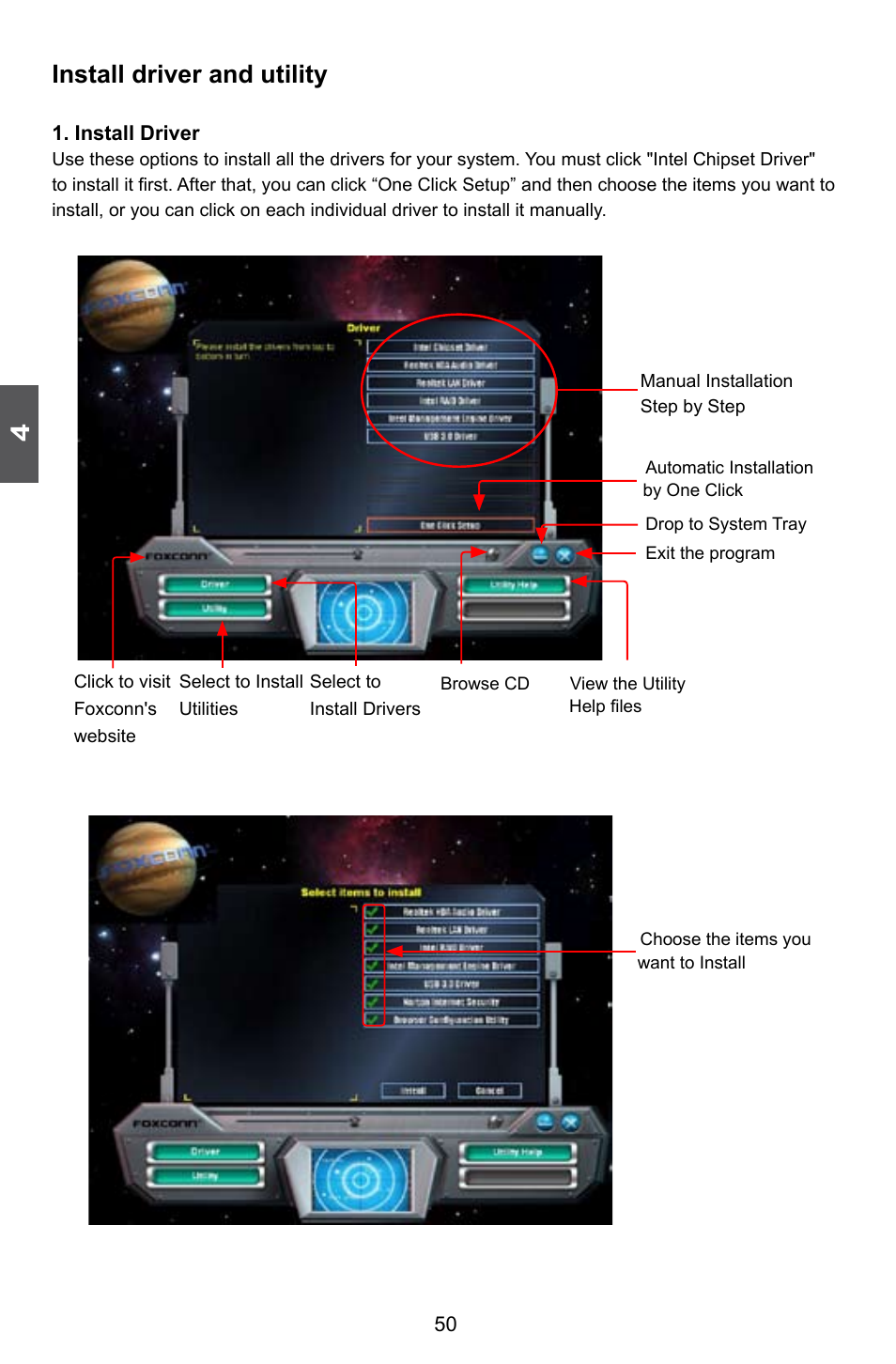 Install driver and utility | Foxconn Rattler User Manual | Page 57 / 111