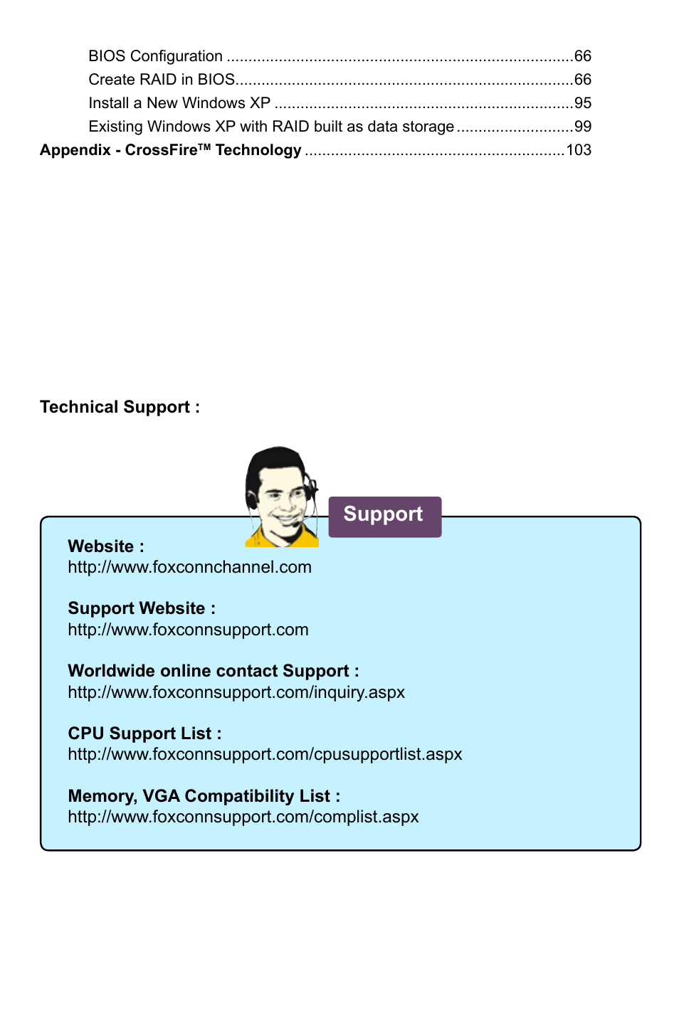 Support | Foxconn Rattler User Manual | Page 7 / 111