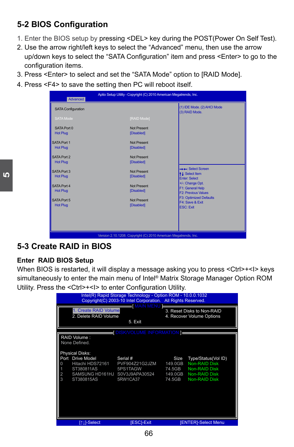 2 bios configuration, 3 create raid in bios | Foxconn Rattler User Manual | Page 73 / 111