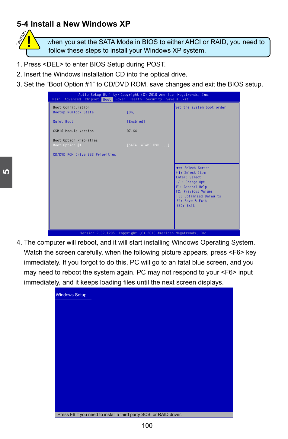 4 install a new windows xp | Foxconn Q67M-S User Manual | Page 107 / 110