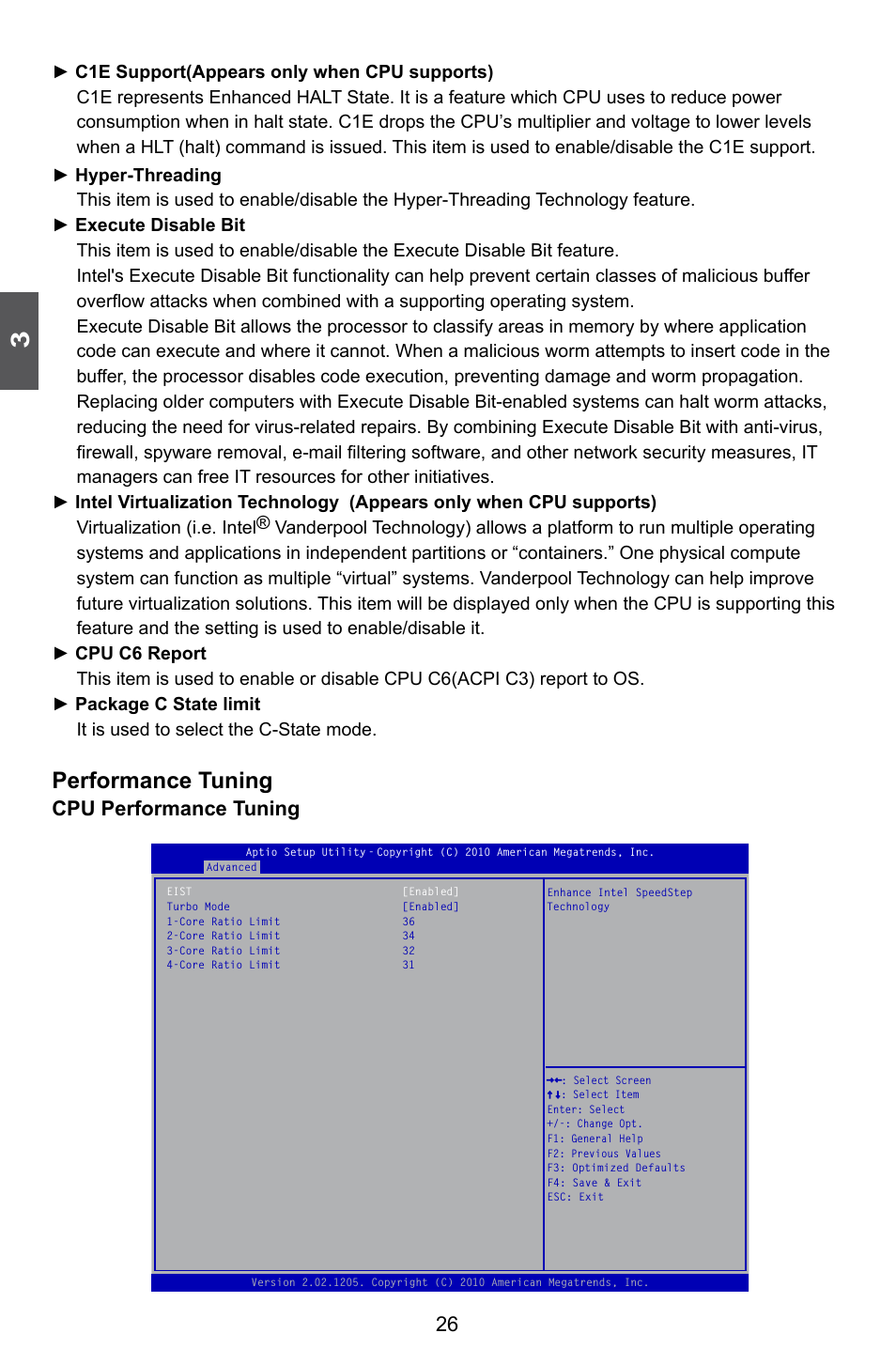 Performance tuning, Cpu performance tuning | Foxconn Q67M-S User Manual | Page 33 / 110