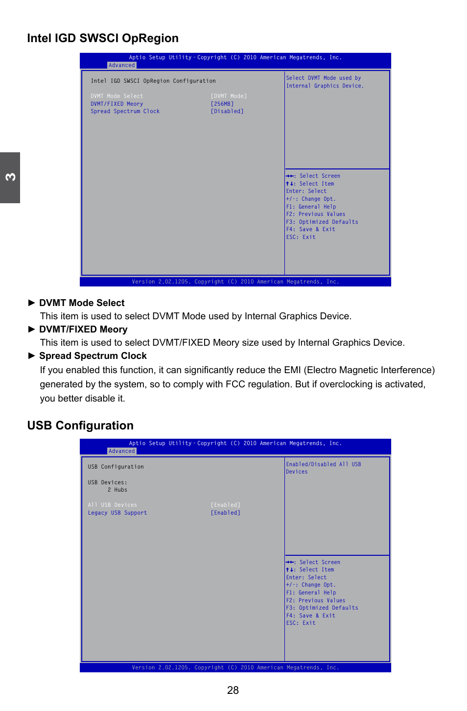 Intel igd swsci opregion, Usb configuration | Foxconn Q67M-S User Manual | Page 35 / 110