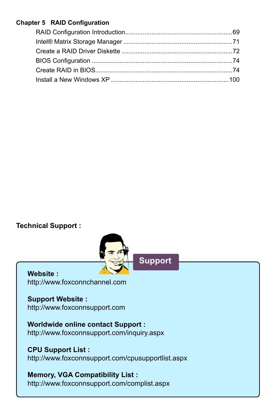 Support | Foxconn Q67M-S User Manual | Page 7 / 110