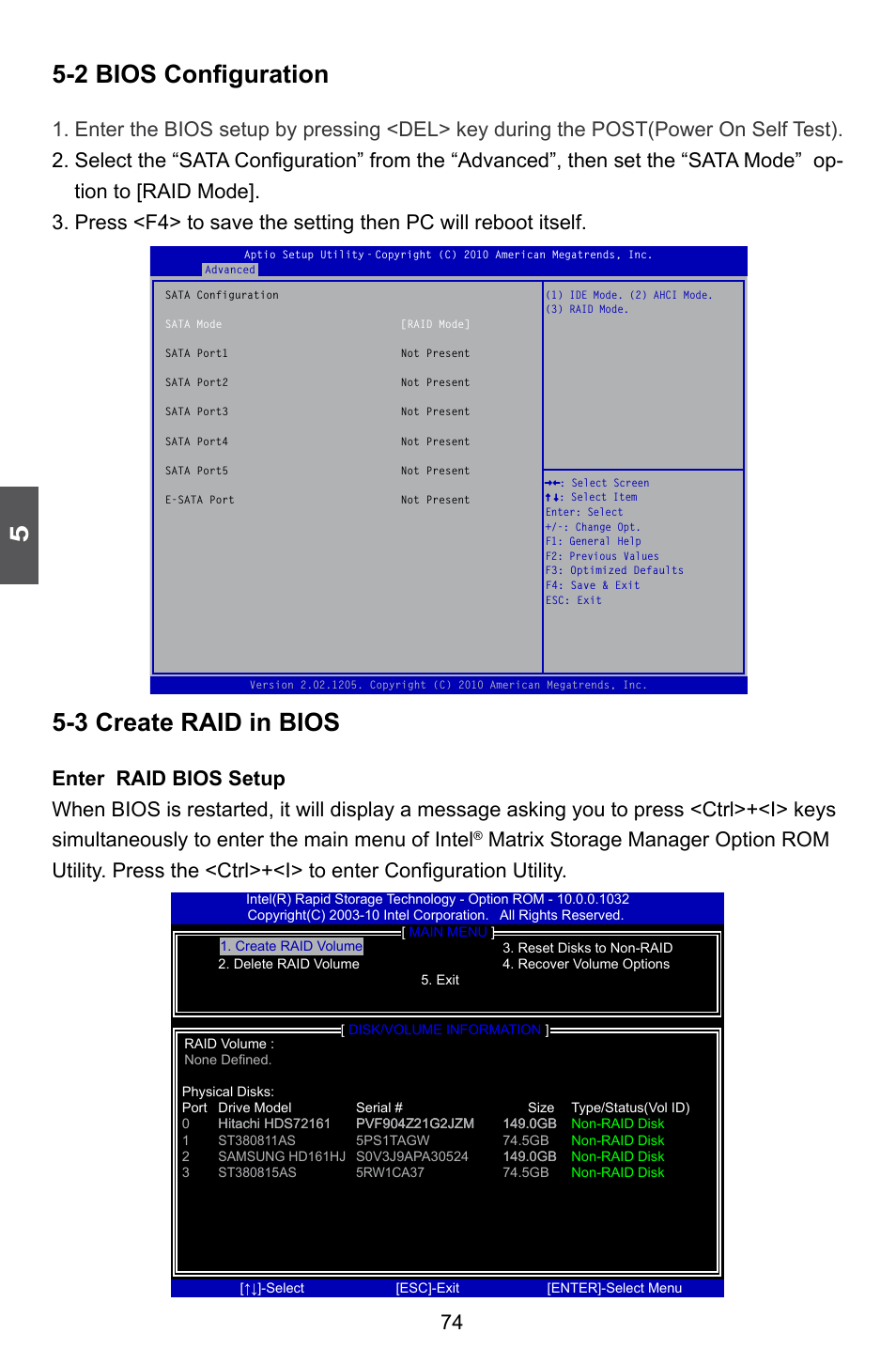 2 bios configuration, 3 create raid in bios | Foxconn Q67M-S User Manual | Page 81 / 110