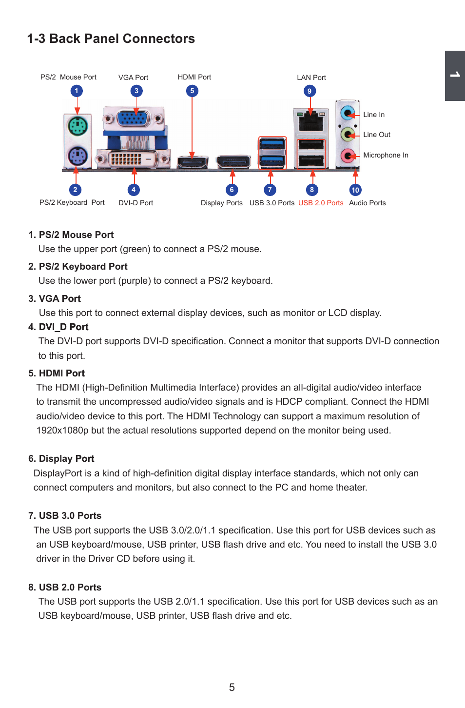 3 back panel connectors | Foxconn Q77M User Manual | Page 12 / 107