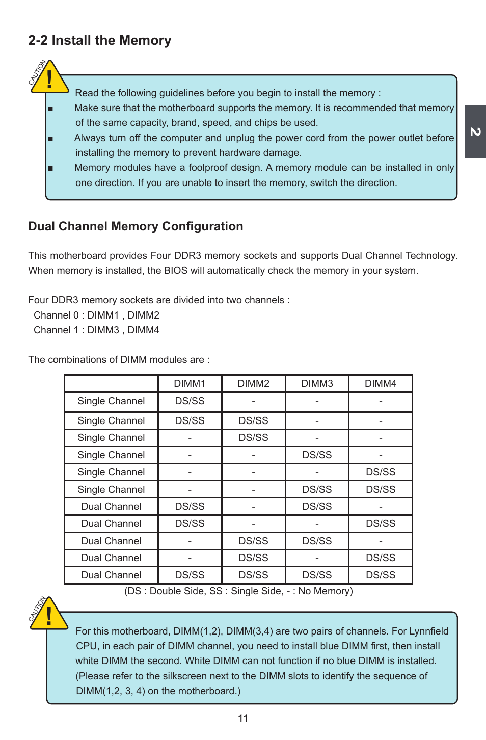 2 install the memory | Foxconn Q77M User Manual | Page 18 / 107