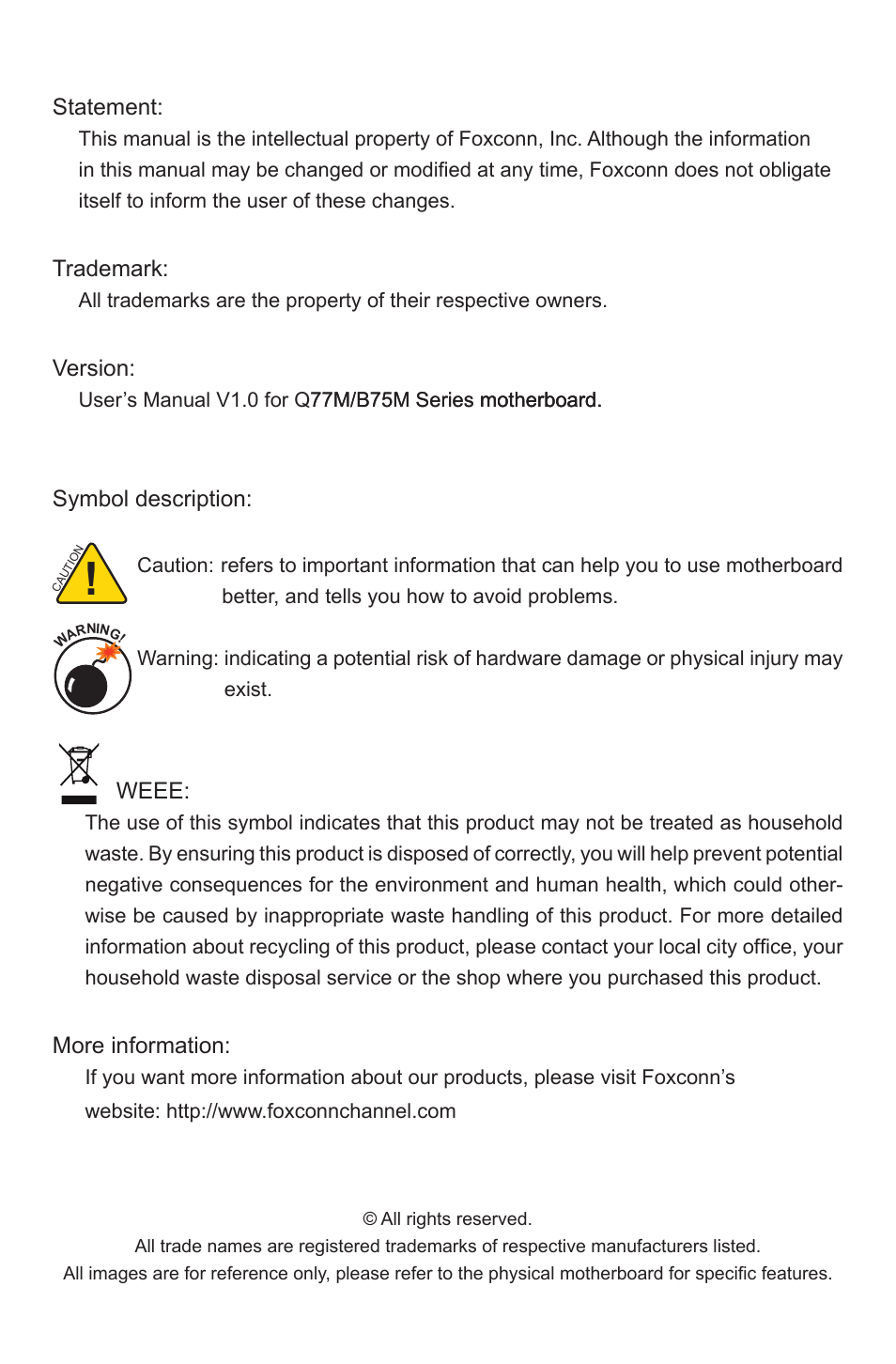 Foxconn Q77M User Manual | Page 2 / 107