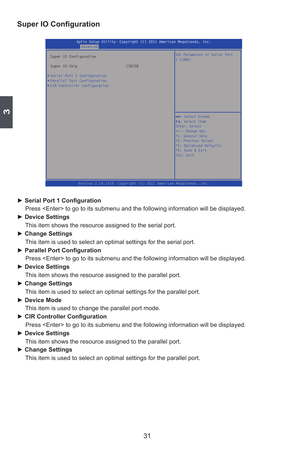 Super io configuration | Foxconn Q77M User Manual | Page 38 / 107