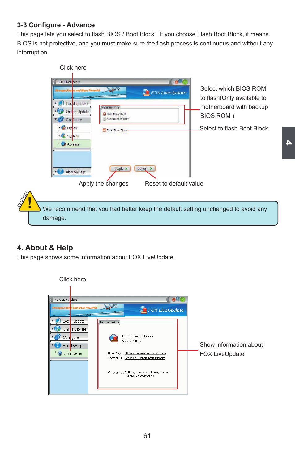 About & help, 4� about & help | Foxconn Q77M User Manual | Page 68 / 107