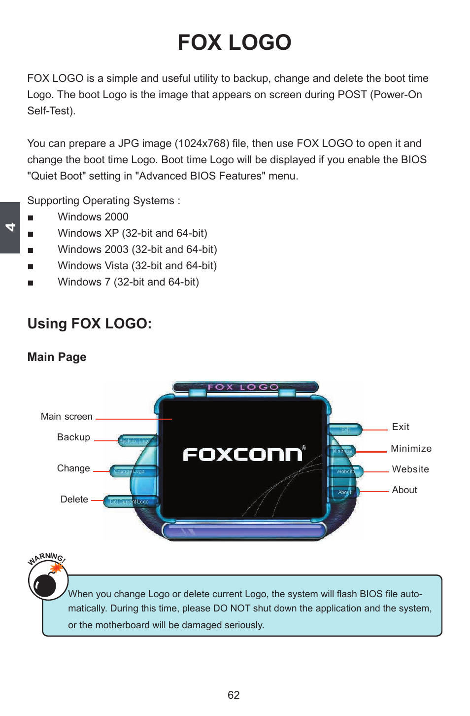 Fox logo, Using fox logo | Foxconn Q77M User Manual | Page 69 / 107