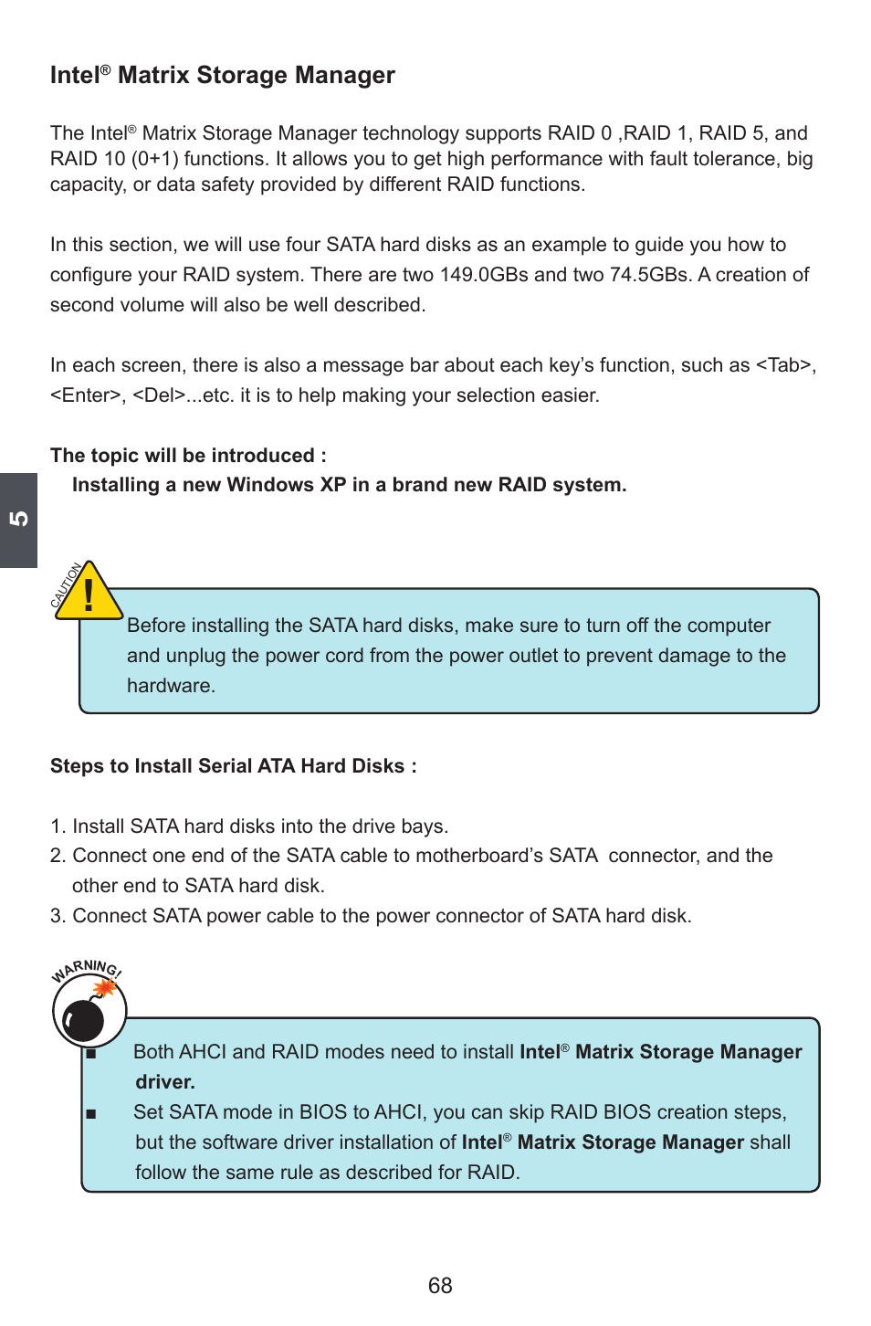 Intel matrix storage manager, Intel, Matrix storage manager | Foxconn Q77M User Manual | Page 75 / 107