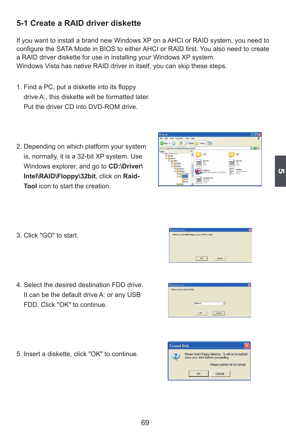 Create a raid driver diskette, 1 create a raid driver diskette | Foxconn Q77M User Manual | Page 76 / 107