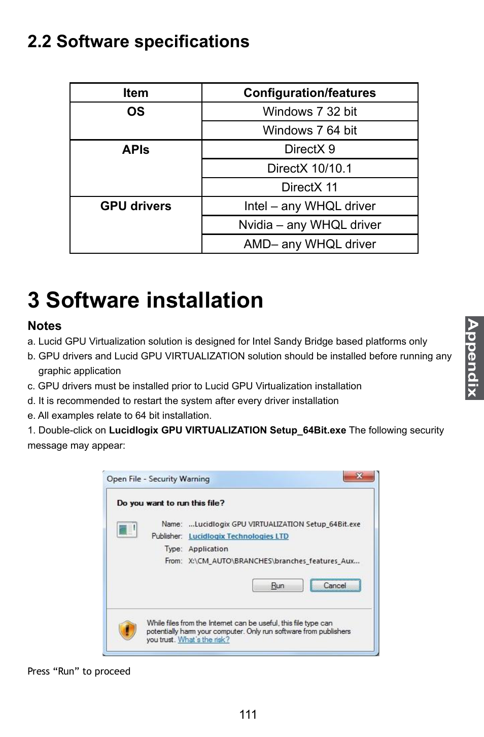 3 software installation, 2 software specifications | Foxconn Z68A-S User Manual | Page 118 / 129