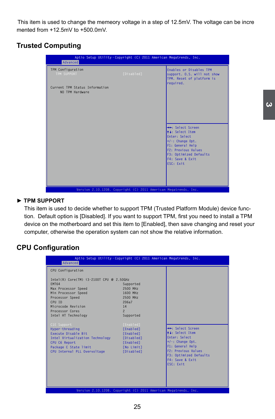 Trusted computing, Cpu configuration | Foxconn Z68A-S User Manual | Page 32 / 129
