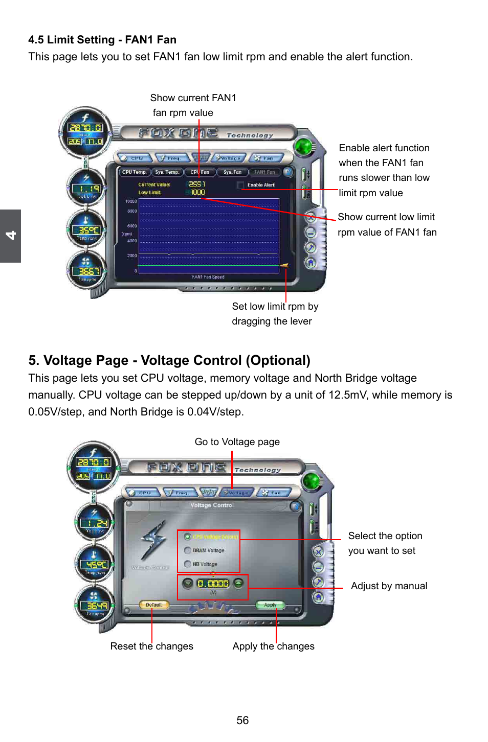 Voltage page - voltage control (optional) | Foxconn Z68A-S User Manual | Page 63 / 129