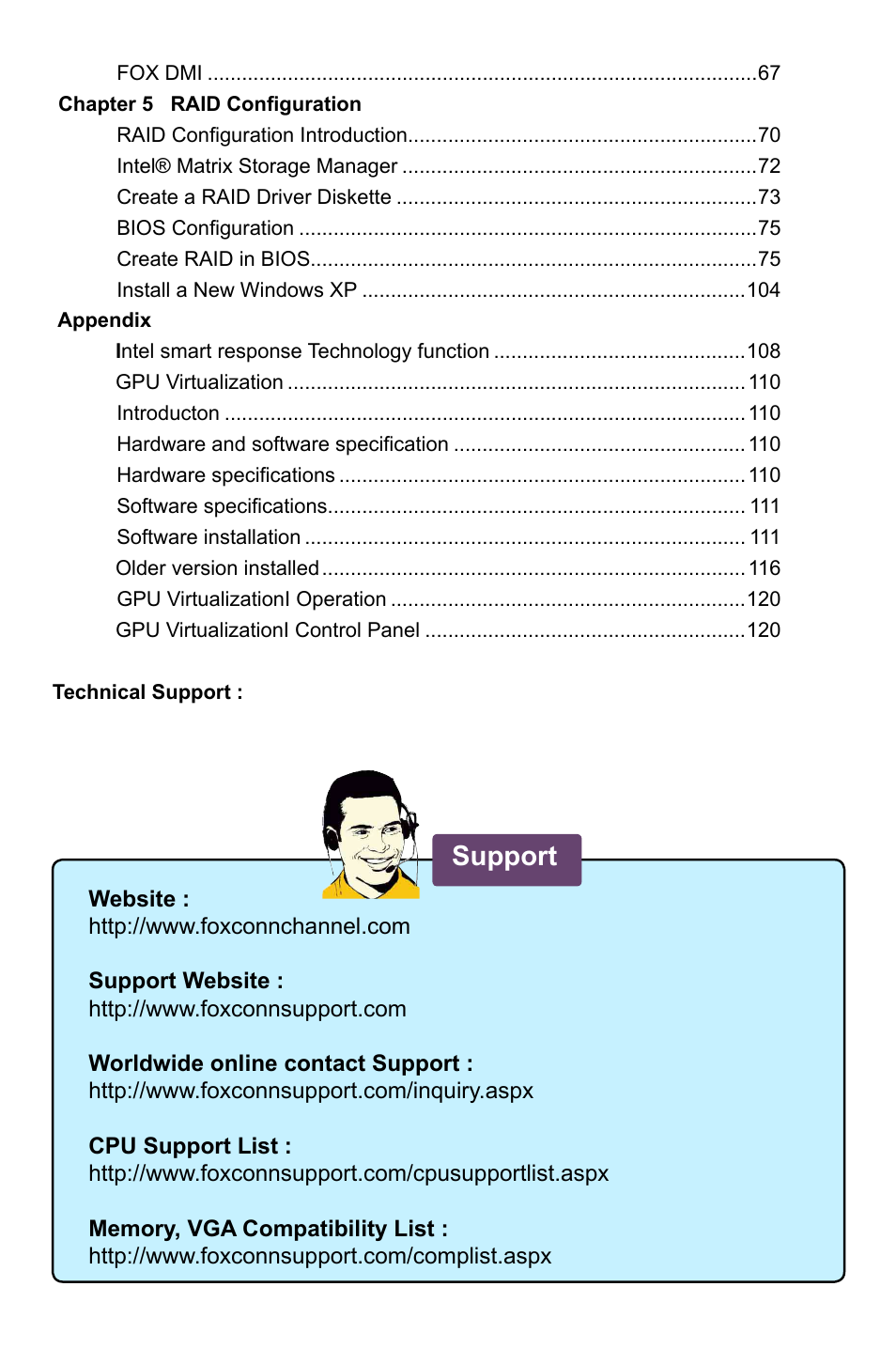 Support | Foxconn Z68A-S User Manual | Page 7 / 129
