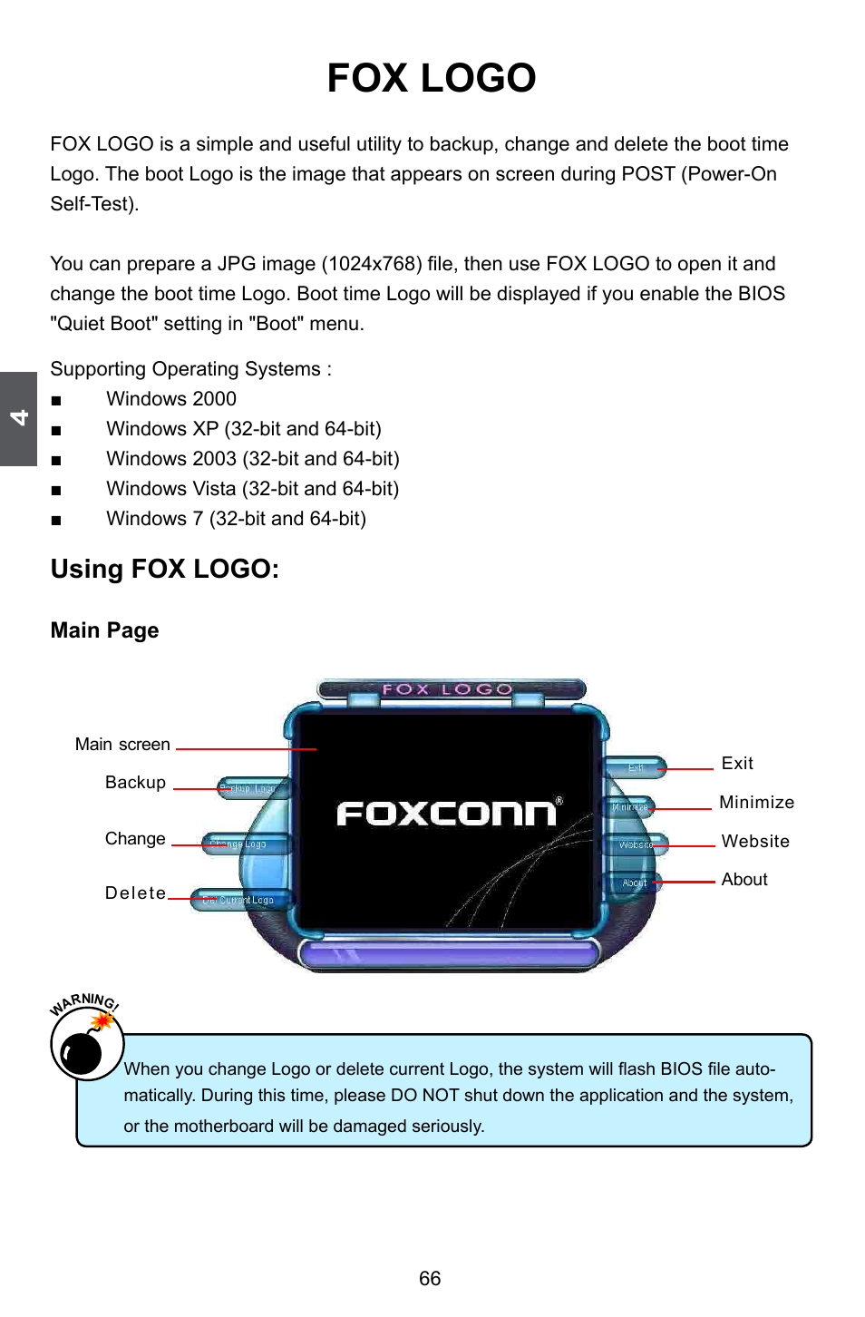 Fox logo, Using fox logo | Foxconn Z68A-S User Manual | Page 73 / 129